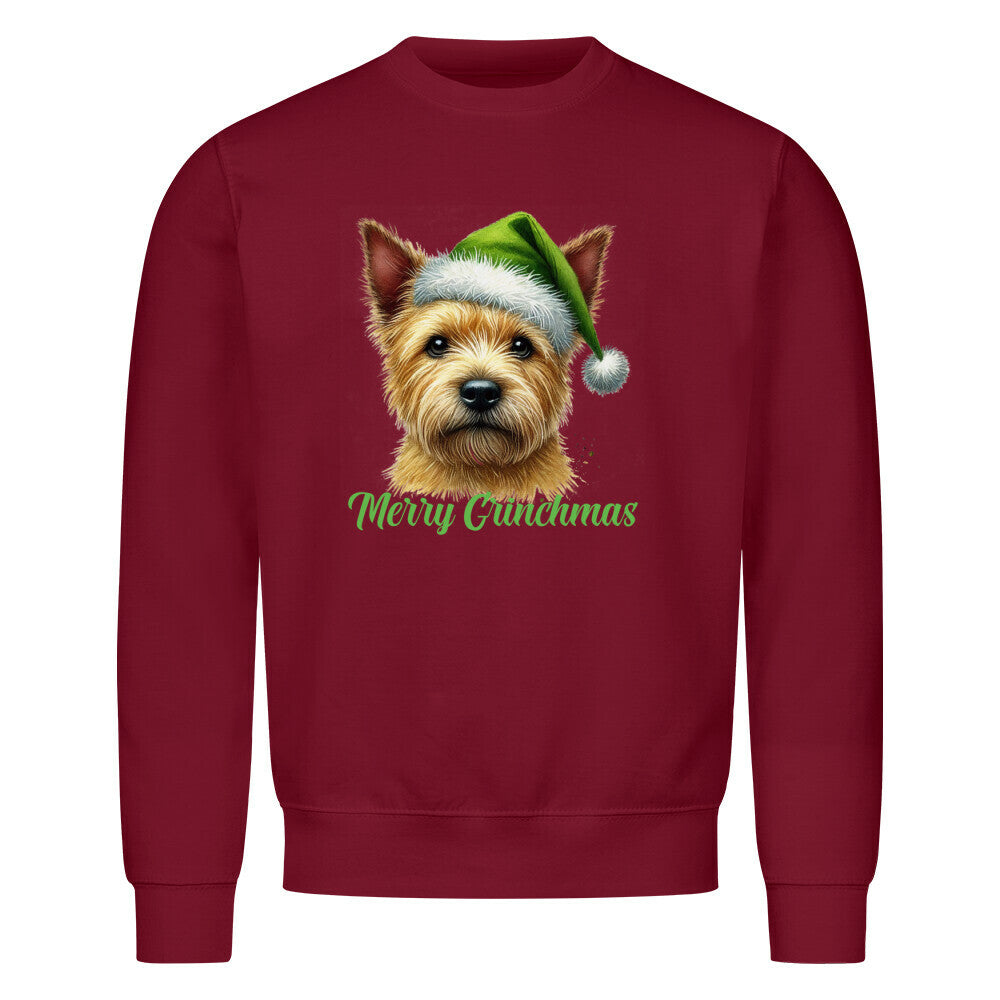 Premium Sweatshirt "Norwich Terrier - Merry Grinchmas" Burgunder – hunde-shirt.de