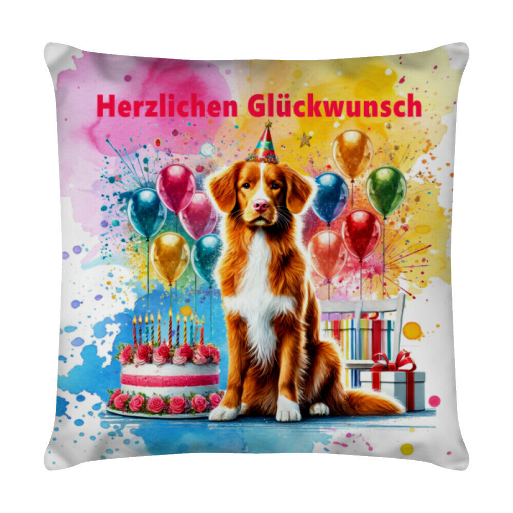Kissen "Nova Scotia - Glückwunsch" Weiß – hunde-shirt.de