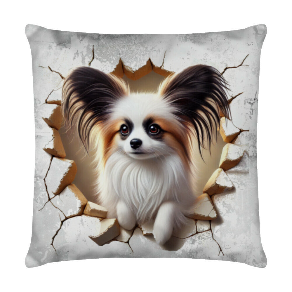 Kissen "Papillon - Look" Weiß – hunde-shirt.de