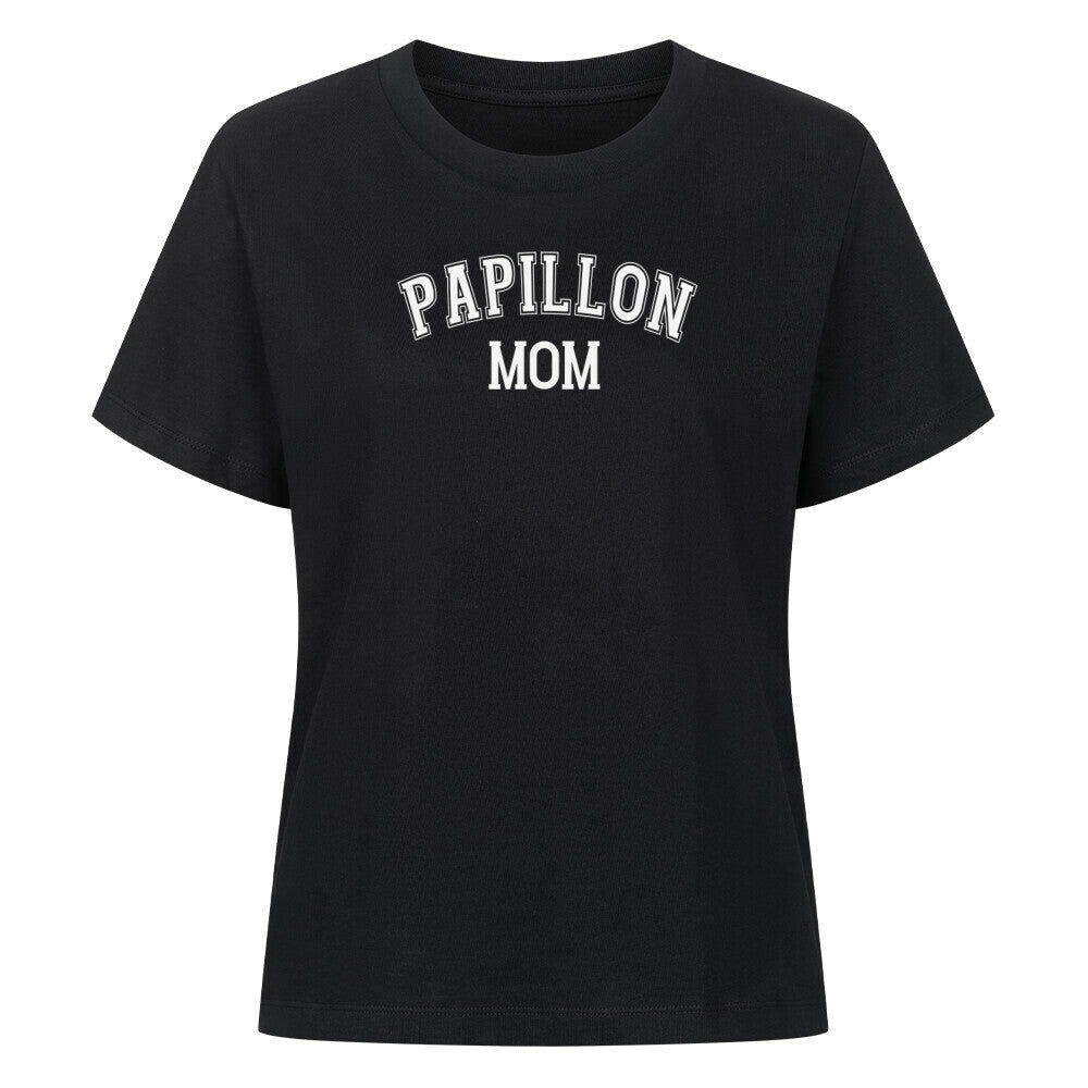 Premium Damen-Shirt "Papillon - MOM" Schwarz – hunde-shirt.de
