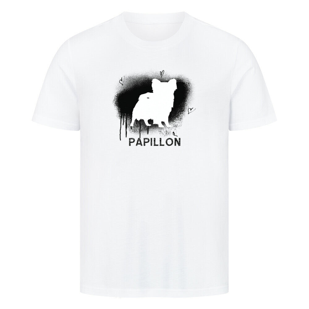 Premium T-Shirt "Papillon - Brush" Weiß – hunde-shirt.de