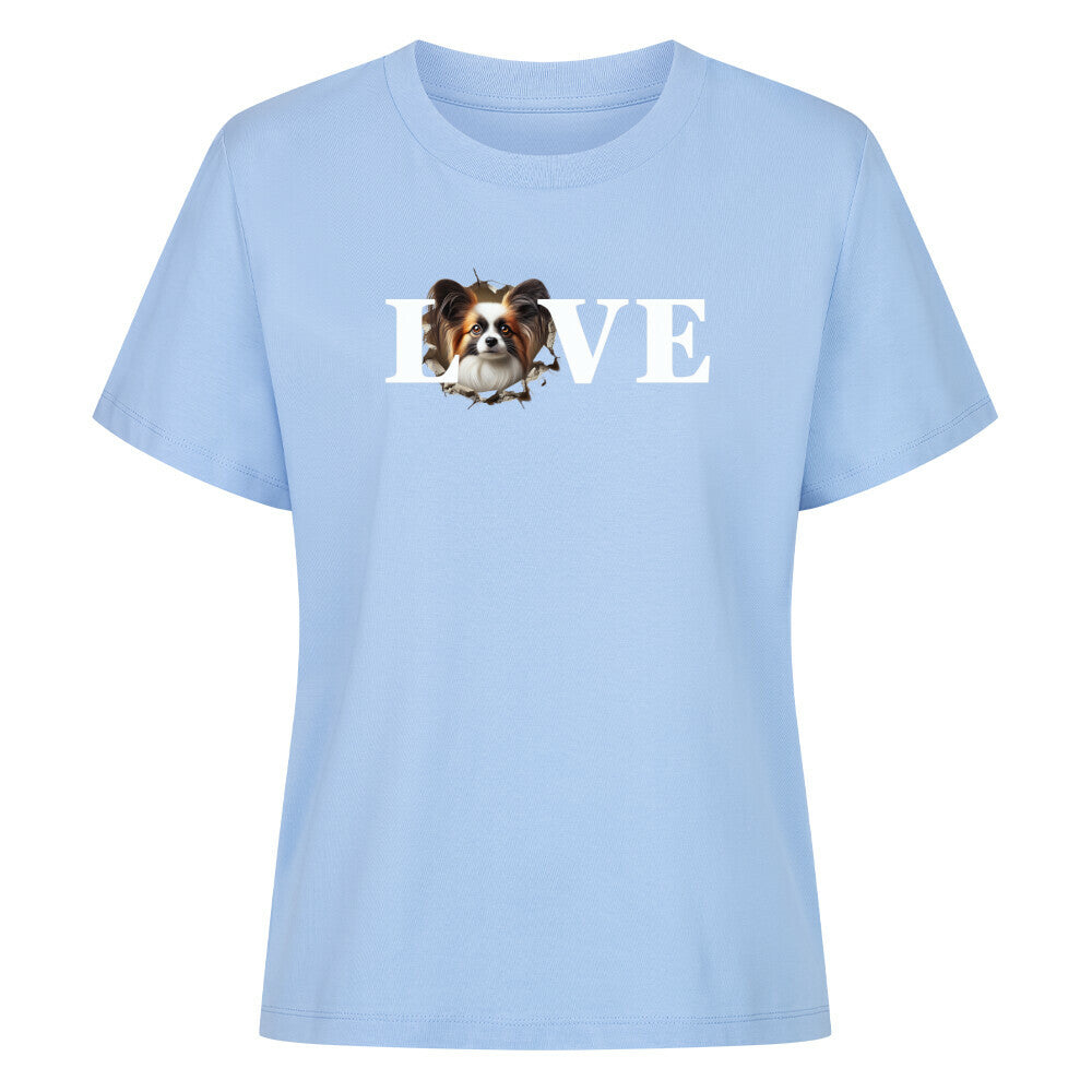 Premium Damen-Shirt "Papillon - LOVE" Sky Blue – hunde-shirt.de