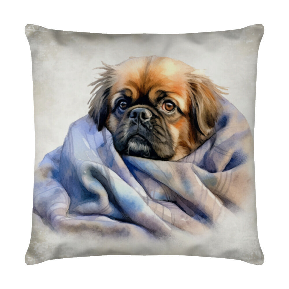 Kissen "Pekingese - Kuscheln" Weiß – hunde-shirt.de