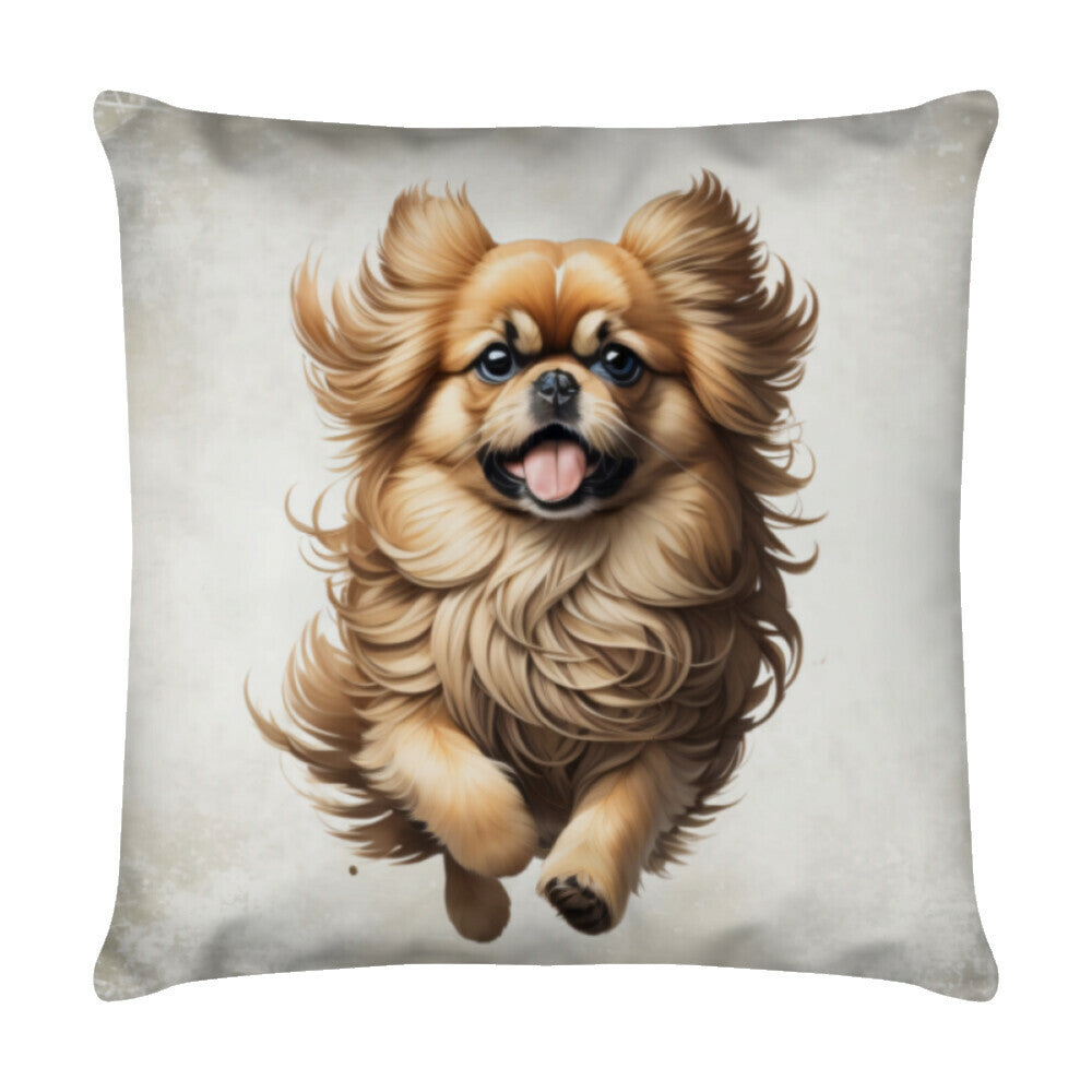 Kissen "Pekingese - Jump" Weiß – hunde-shirt.de