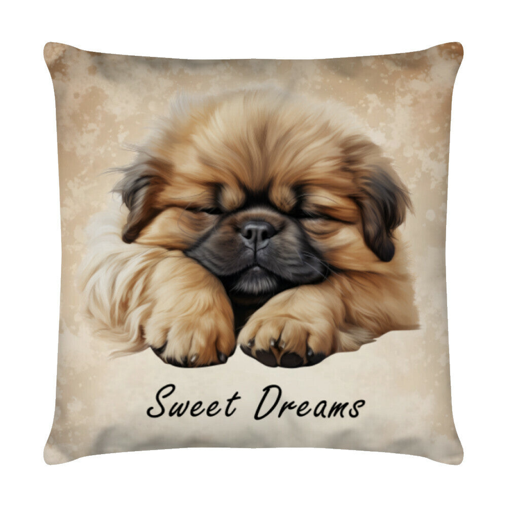 Kissen "Pekingese - Sweet Dreams" Weiß – hunde-shirt.de