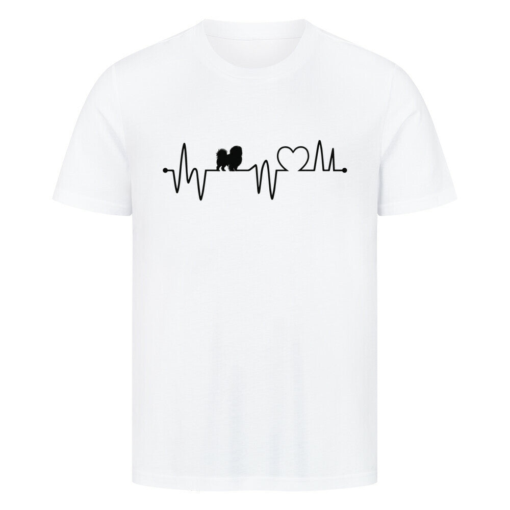 Premium T-Shirt "Pekingese - Heartbeat" Weiß – hunde-shirt.de