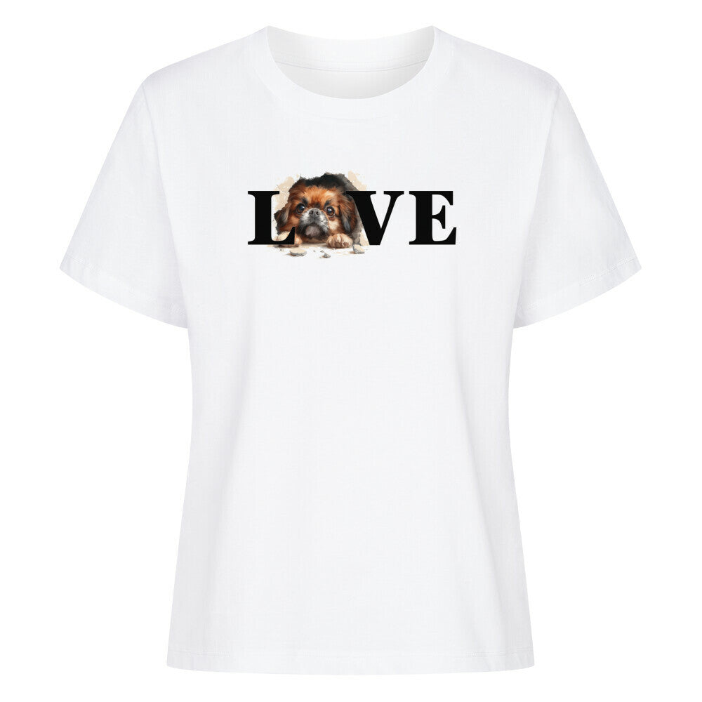 Premium Damen-Shirt "Pekingese - LOVE" Weiß – hunde-shirt.de