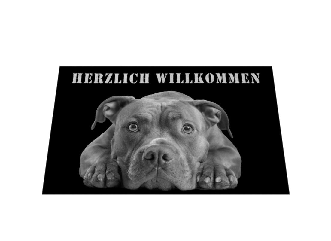Fußmatte "Pit Bull - Herzlich Willkommen" – hunde-shirt.de