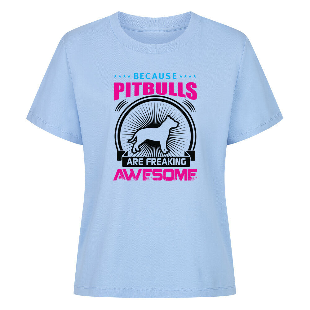 Premium Damen-Shirt "Pit Bull - AWESOME" Sky Blue – hunde-shirt.de