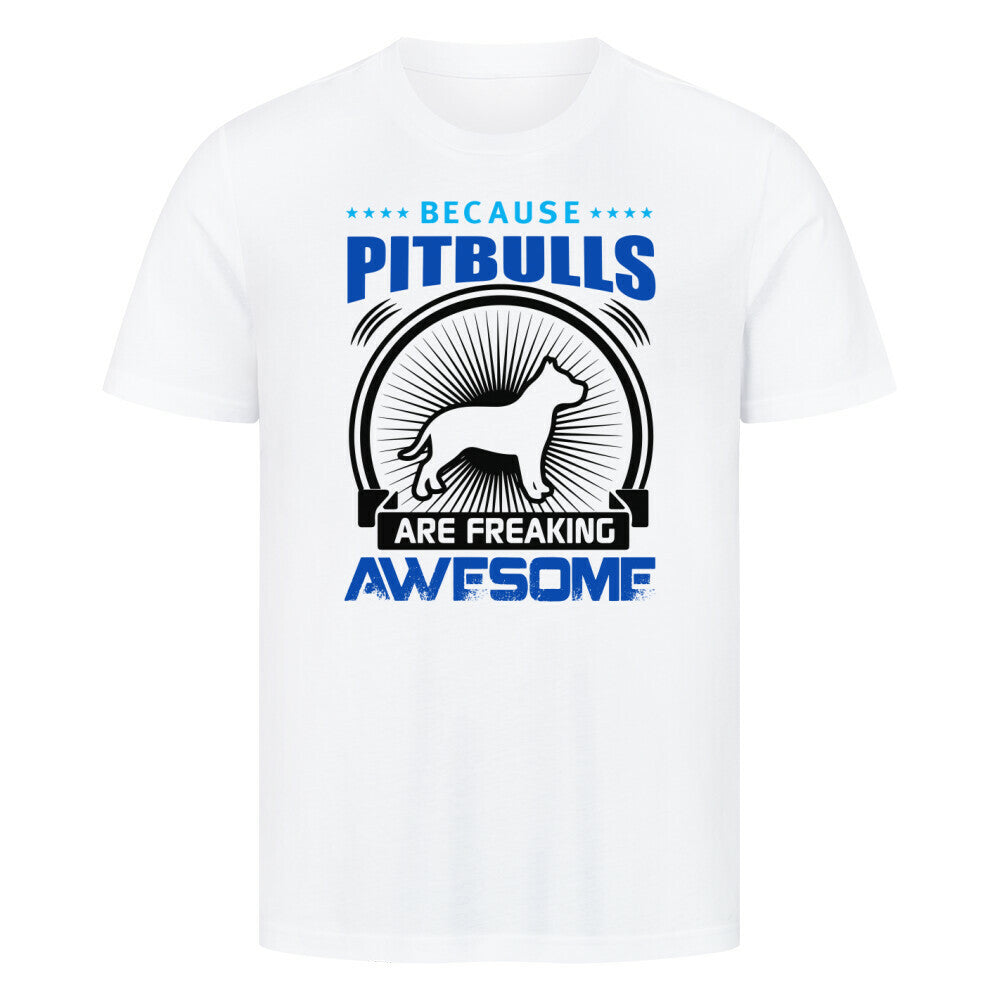 Premium T-Shirt "Pit Bull - AWESOME" Weiß – hunde-shirt.de