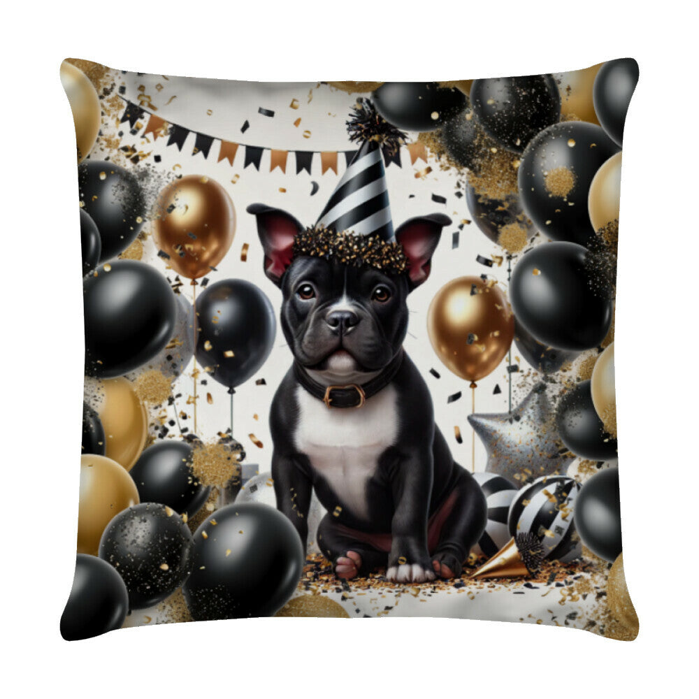 Kissen "Pocket Bully - Geburtstag" Weiß – hunde-shirt.de