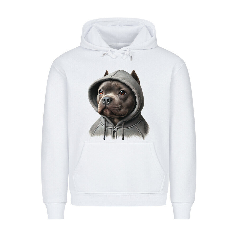 Premium Hoodie "Pocket Bully - Hooded" Weiß – hunde-shirt.de