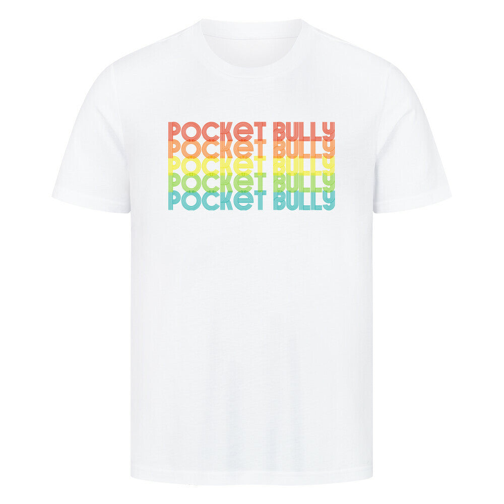 Premium T-Shirt "Pocket Bully - RETRO" Weiß – hunde-shirt.de