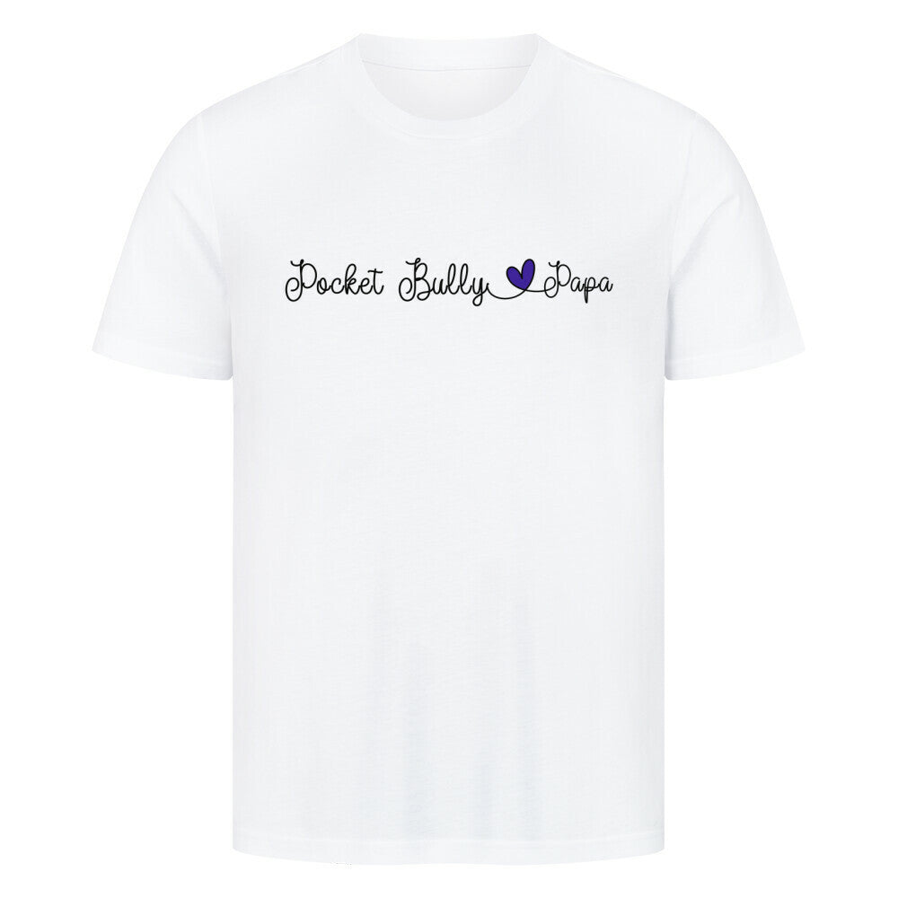 Premium T-Shirt "Pocket Bully - Papa" Weiß – hunde-shirt.de