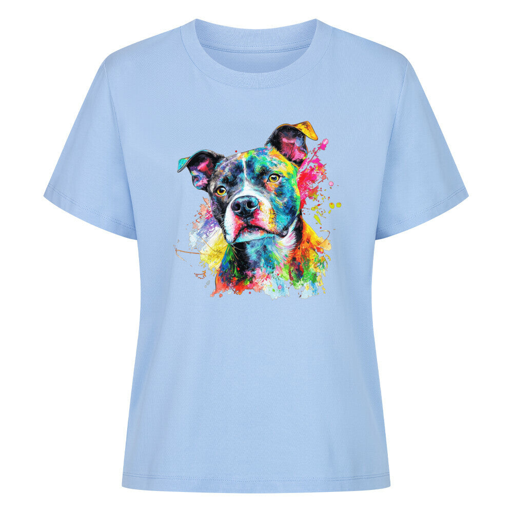 Premium Damen-Shirt "Pocket Bully - Paint" Sky Blue – hunde-shirt.de