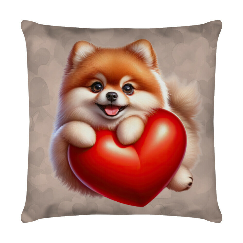 Kissen "Pomeranian - Herzchen" Weiß – hunde-shirt.de