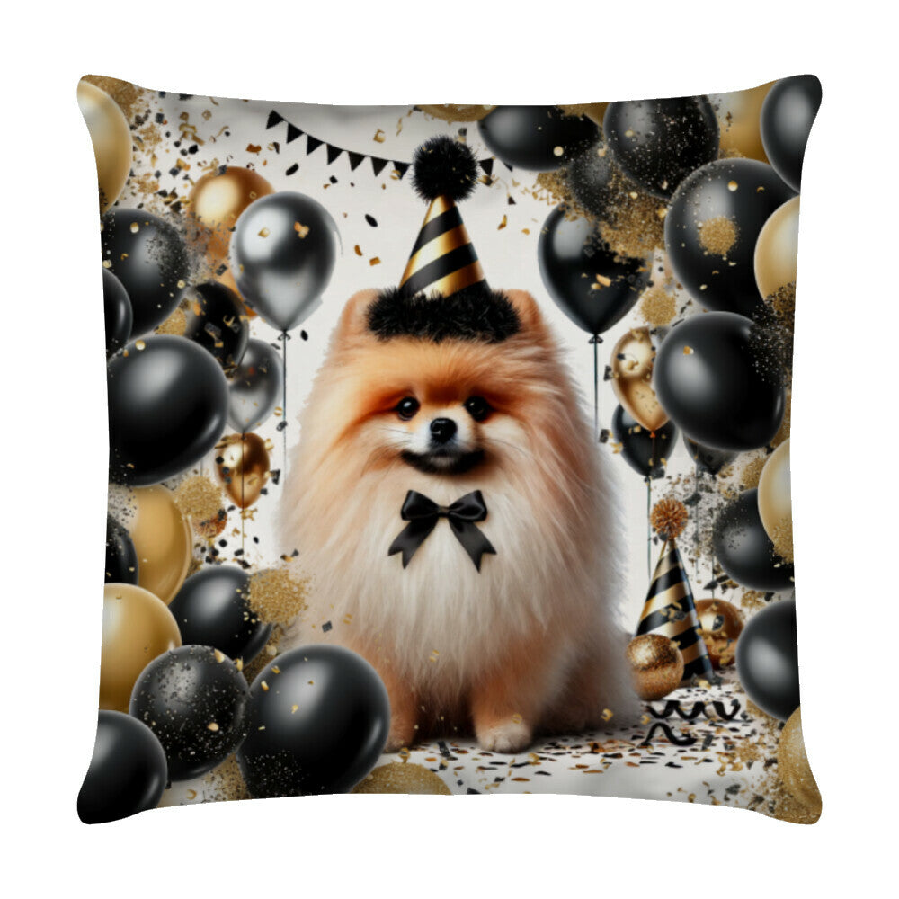 Kissen "Pomeranian - Geburtstag" Weiß – hunde-shirt.de