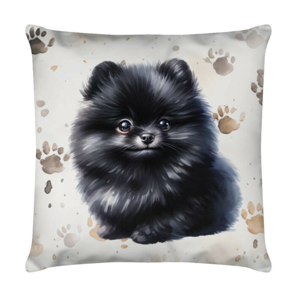 Kissen "Pomeranian - Puppy Paws III" Weiß – hunde-shirt.de