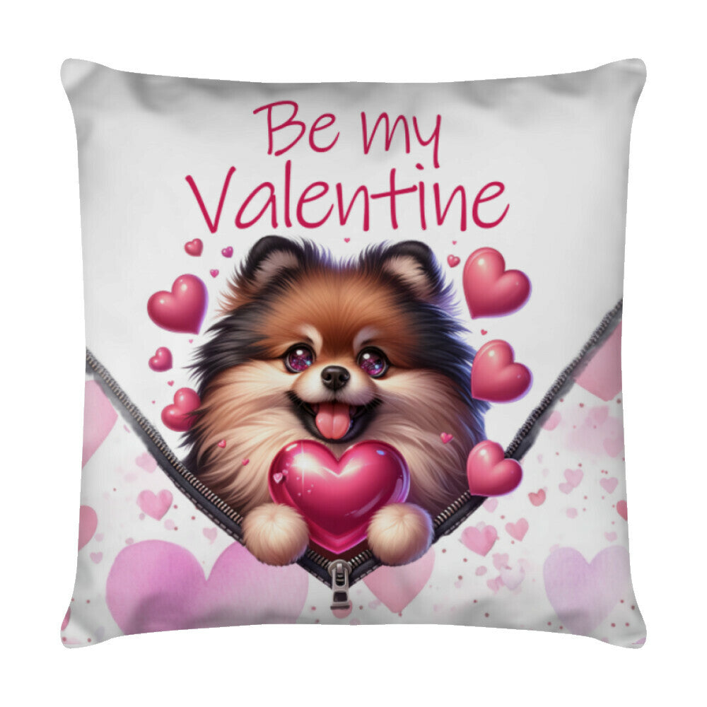 Kissen "Pomeranian - Valentine" Weiß – hunde-shirt.de