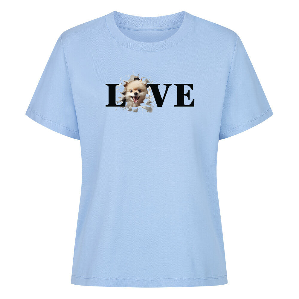 Premium Damen-Shirt "Pomeranian - LOVE" Sky Blue – hunde-shirt.de
