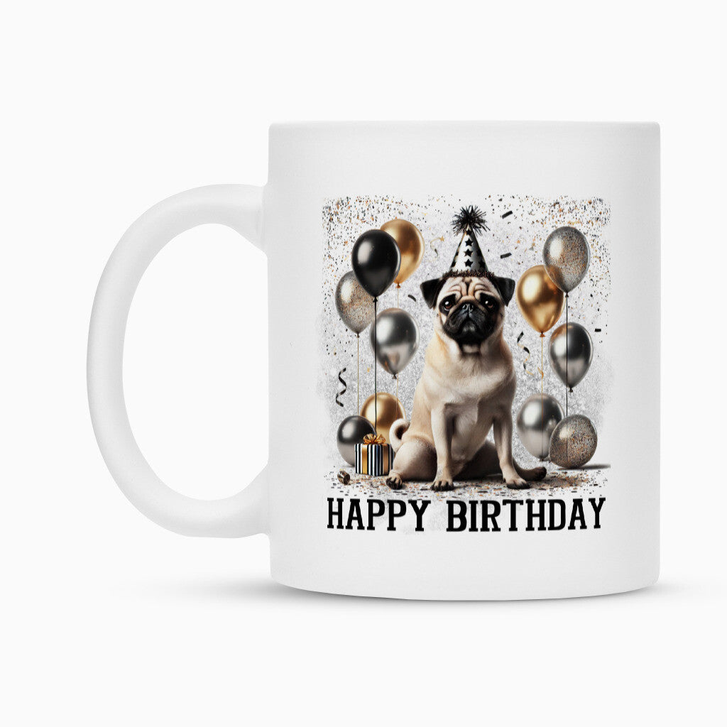 Tasse "Mops - Happy Birthday" – hunde-shirt.de