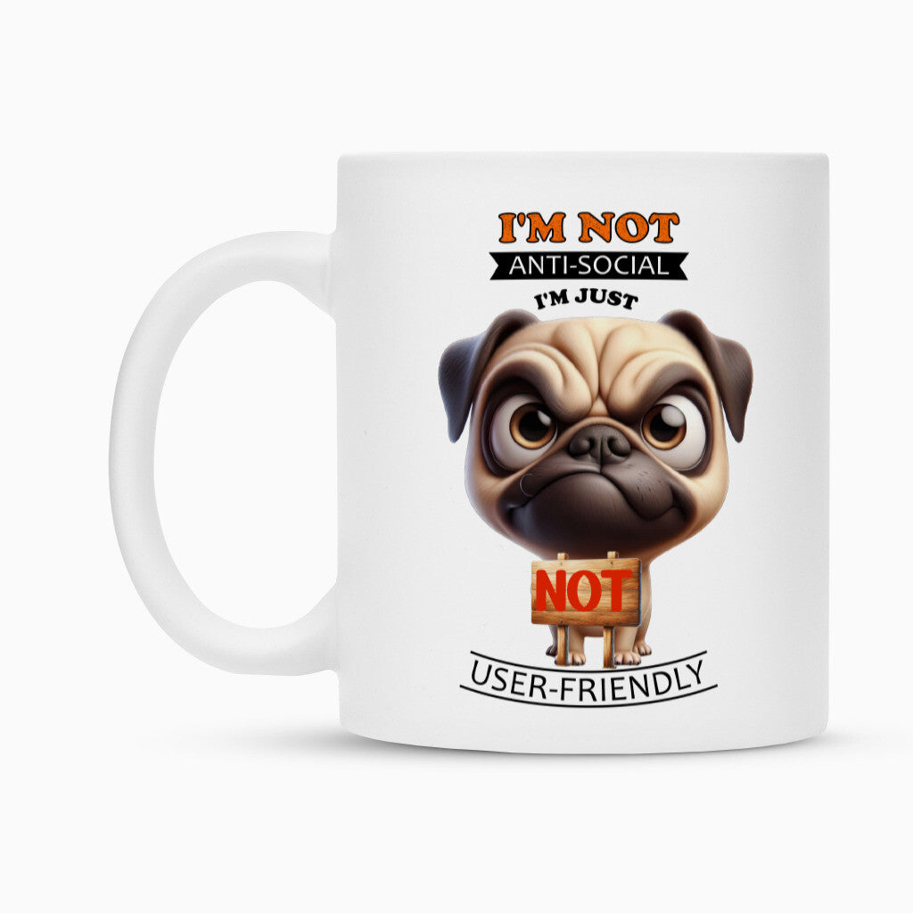 Tasse "Mops - Anti-Social" – hunde-shirt.de