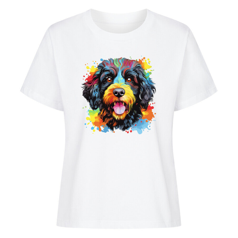 Premium Damen-Shirt "Portugiesischer Wasserhund - Paint" Weiß – hunde-shirt.de