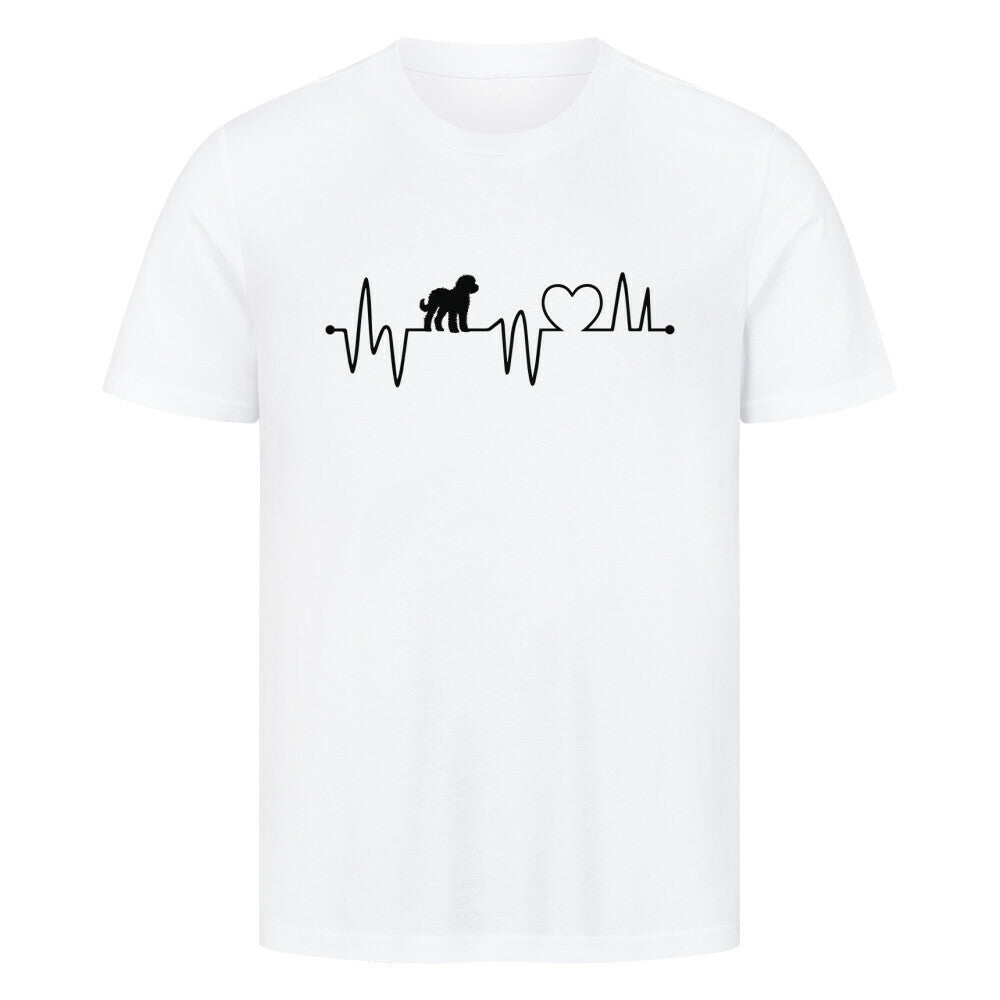 Premium T-Shirt "Portugiesischer Wasserhund - Heartbeat" Weiß – hunde-shirt.de