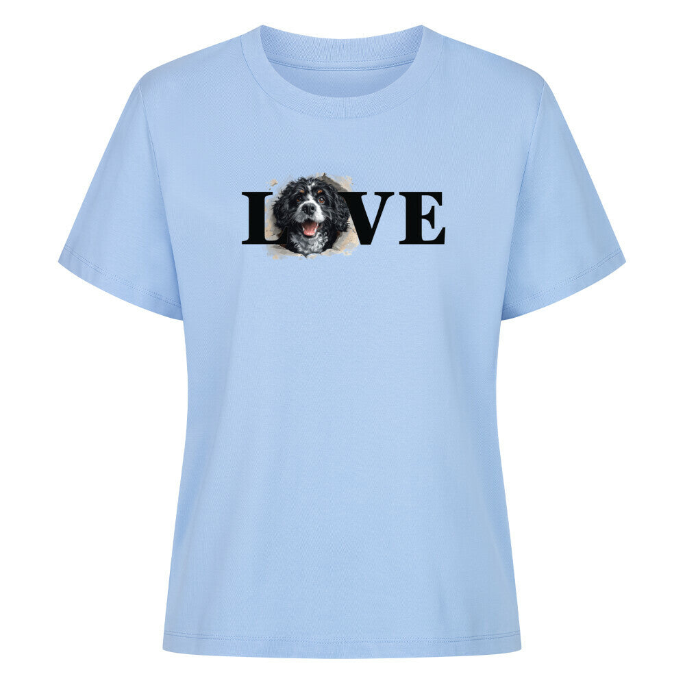 Premium Damen-Shirt "Portugiesischer Wasserhund - LOVE" Sky Blue – hunde-shirt.de