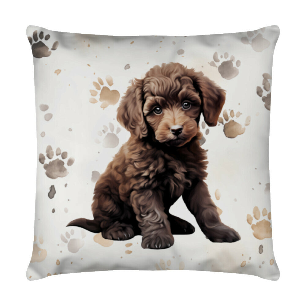 Kissen "Pudel - Puppy Paws" Weiß – hunde-shirt.de