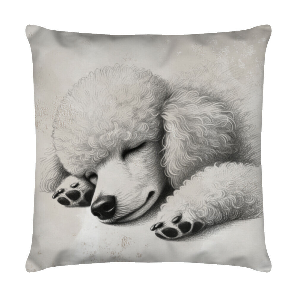 Kissen "Pudel - Schlaf schön!" Weiß – hunde-shirt.de
