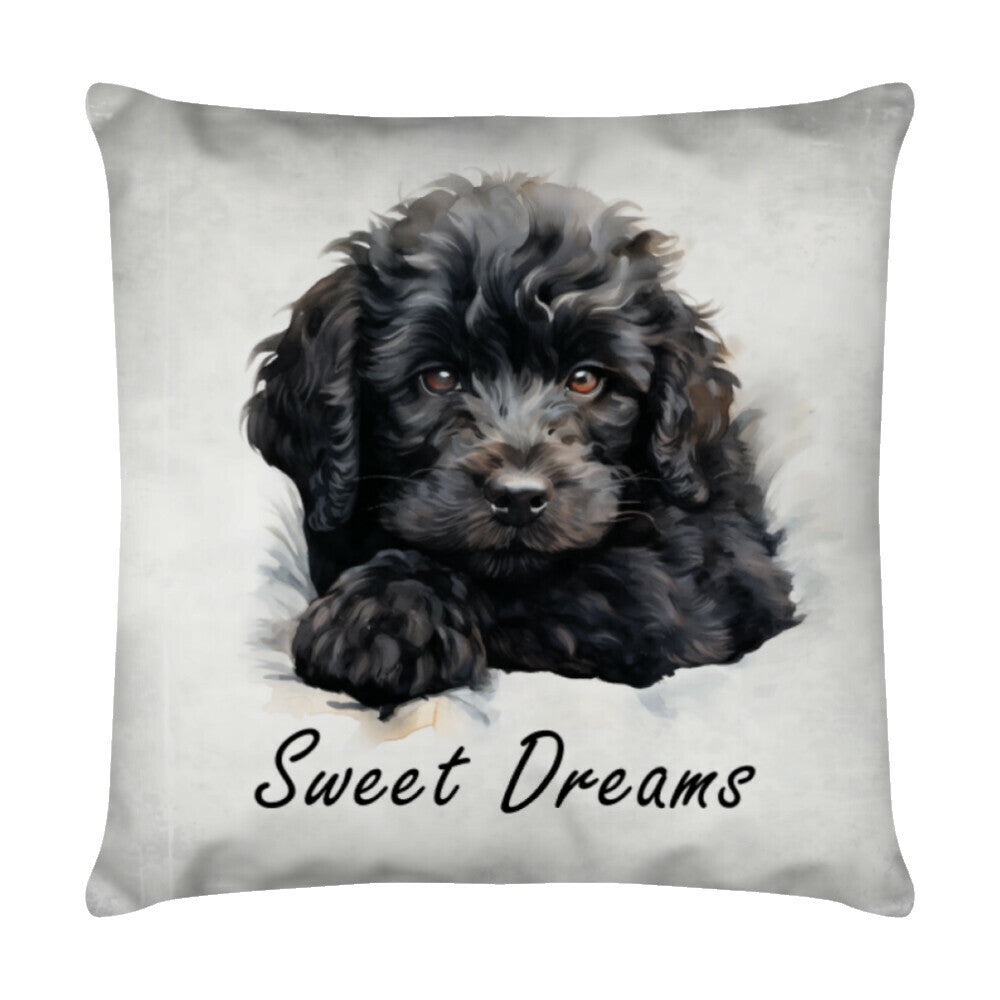 Kissen "Pudel - Sweet Dreams" Weiß – hunde-shirt.de