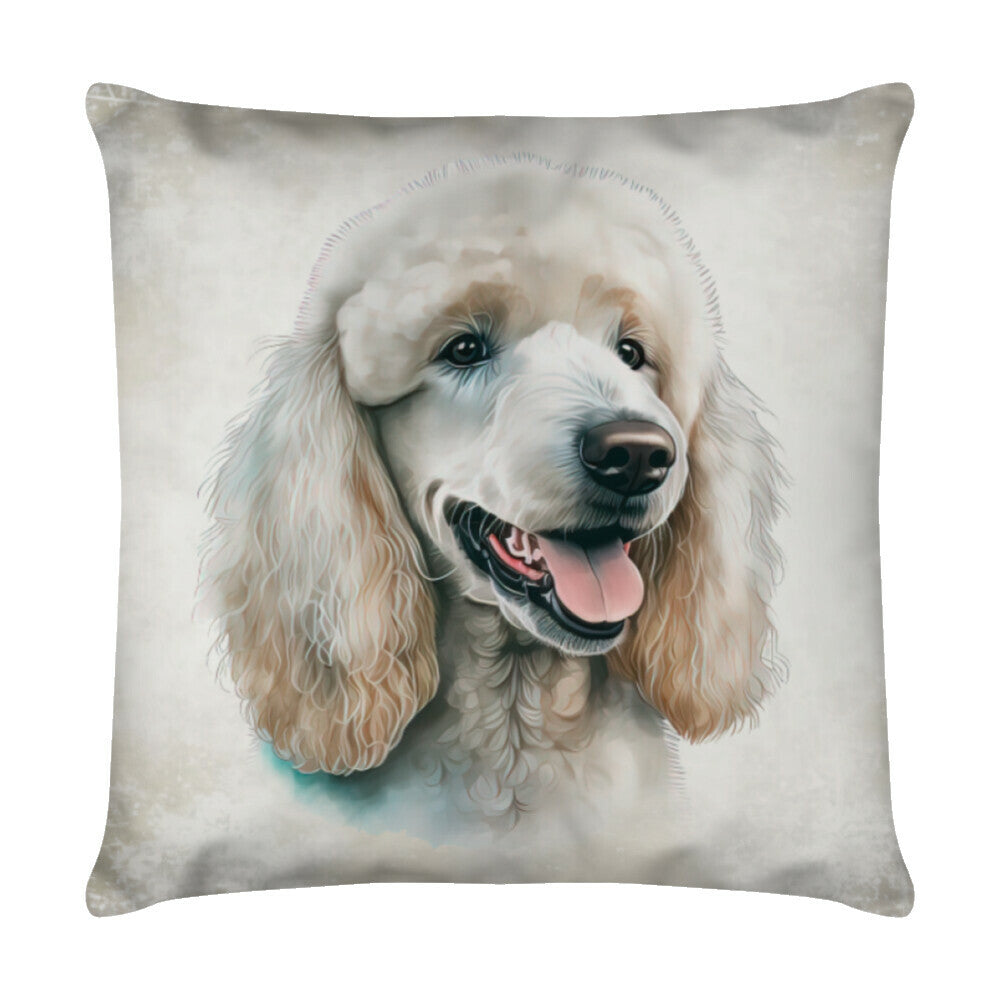 Kissen "Königspudel - Stolz" Weiß – hunde-shirt.de
