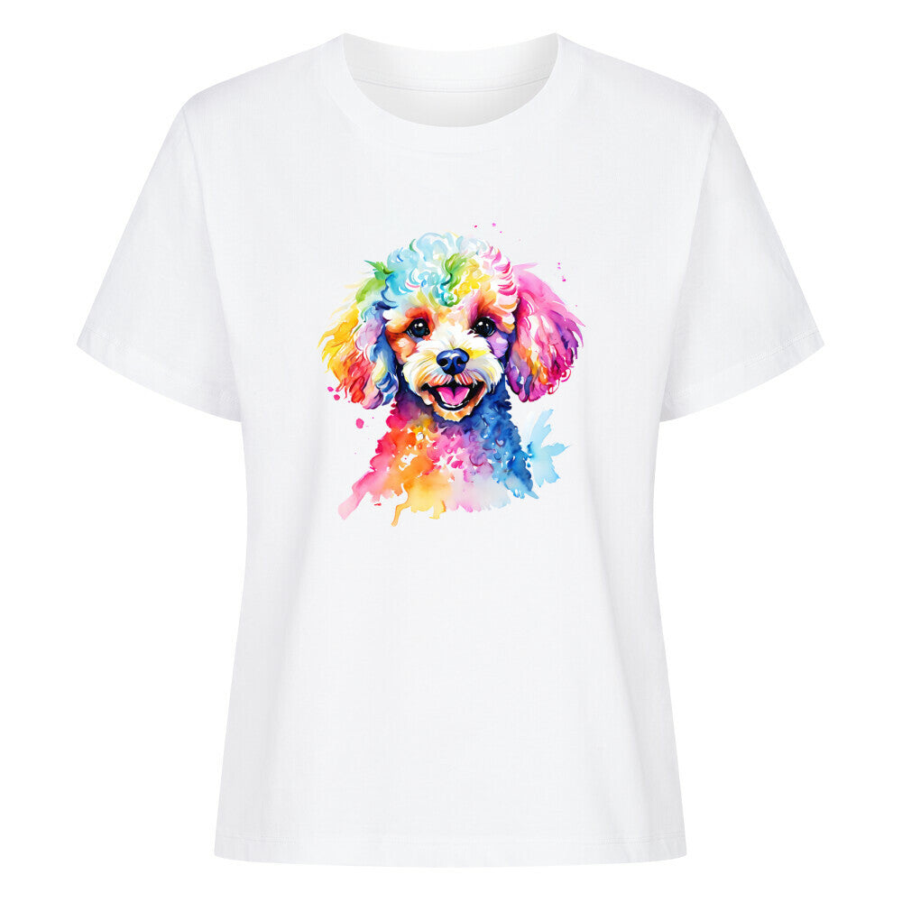 Premium Damen-Shirt "Pudel - Paint" Weiß – hunde-shirt.de