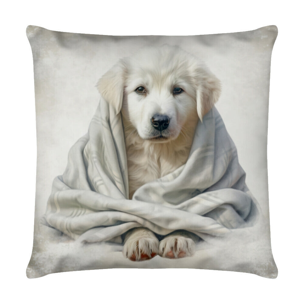 Kissen "Patou - Kuscheln" Weiß – hunde-shirt.de