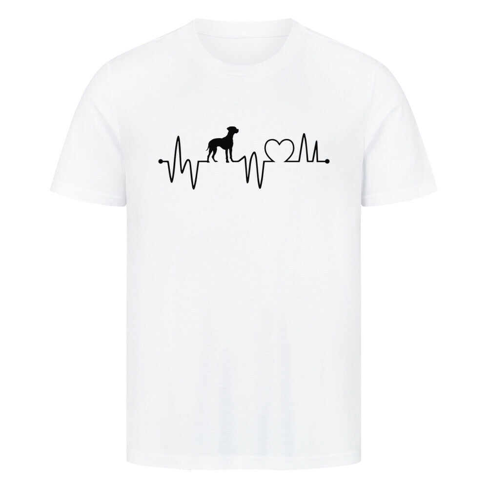 Premium T-Shirt "Rhodesian Ridgeback - Heartbeat" Weiß – hunde-shirt.de