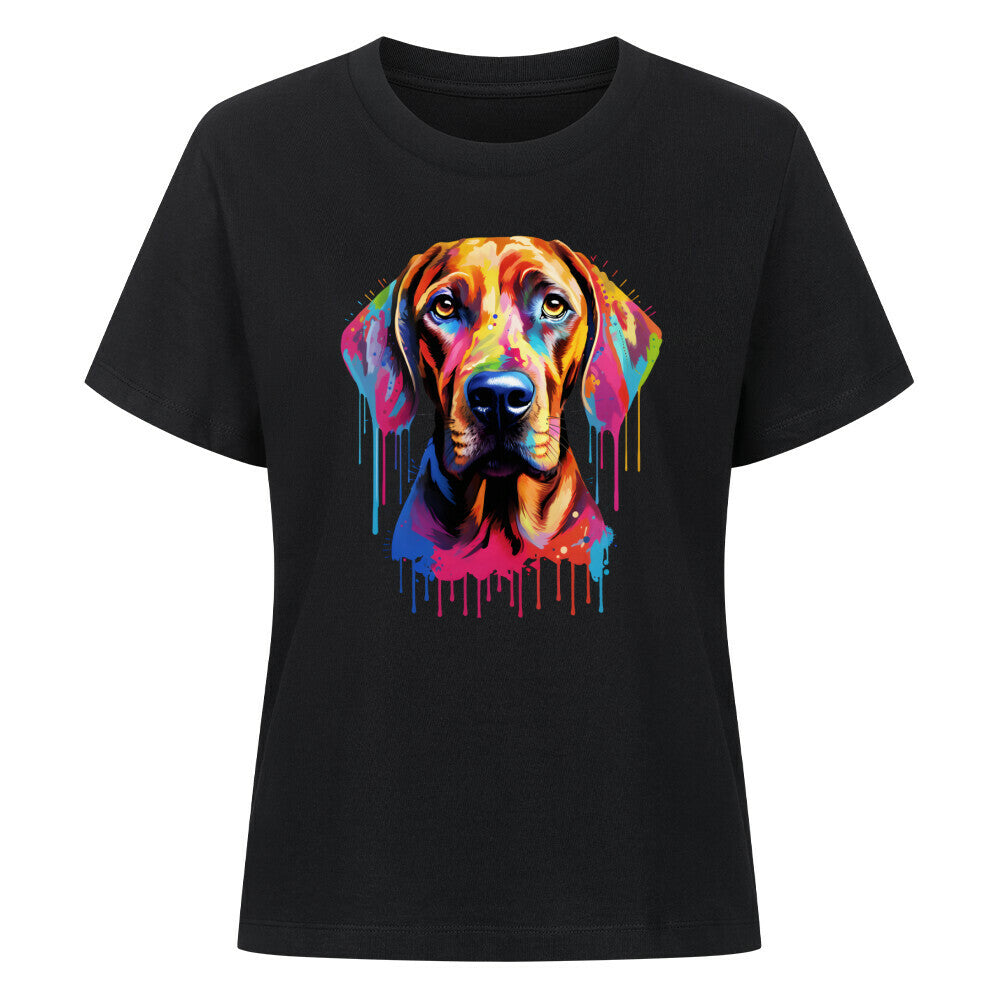 Premium Damen-Shirt "Rhodesian Ridgeback - Splash" Schwarz – hunde-shirt.de