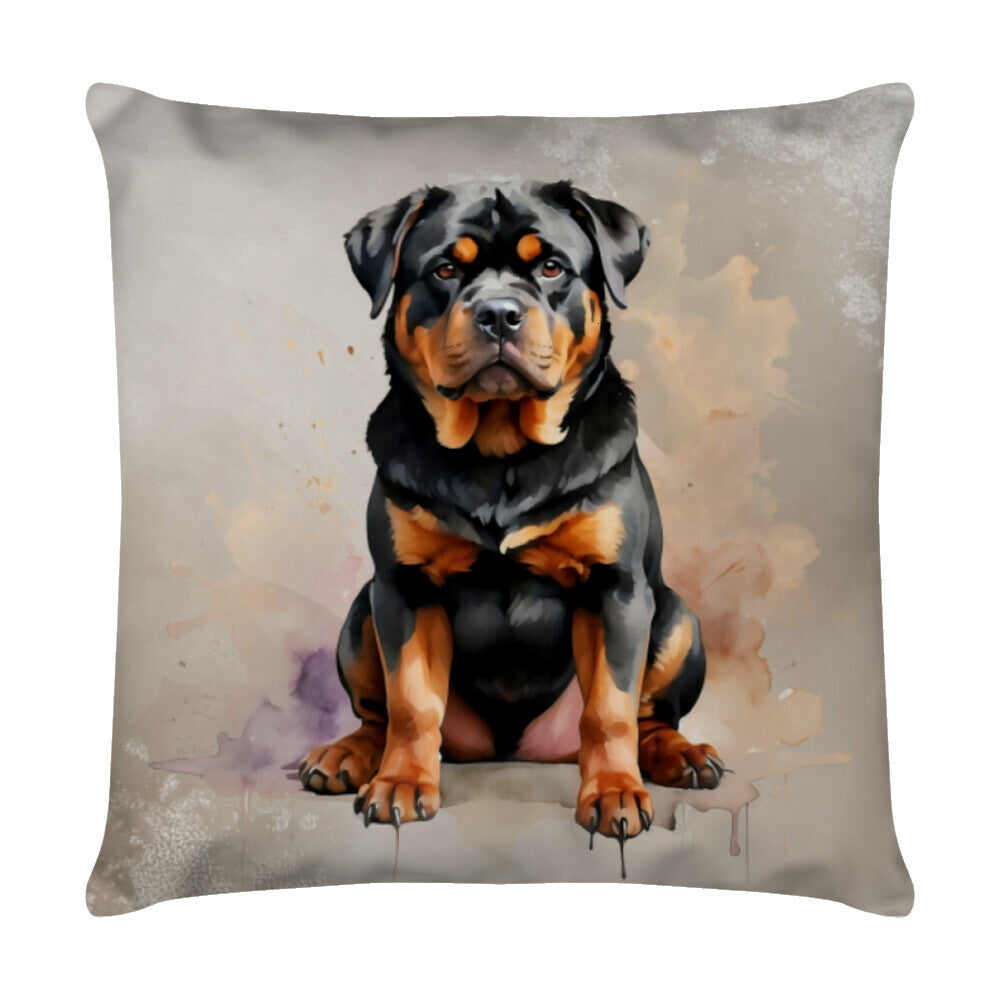 Kissen "Rottweiler - Sitz!" Weiß – hunde-shirt.de