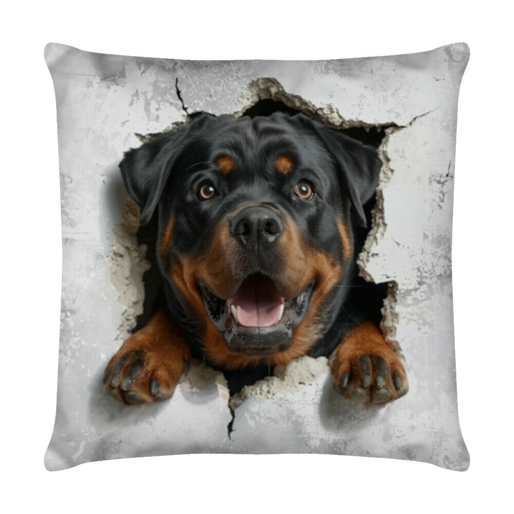 Kissen "Rottweiler - Look" Weiß – hunde-shirt.de