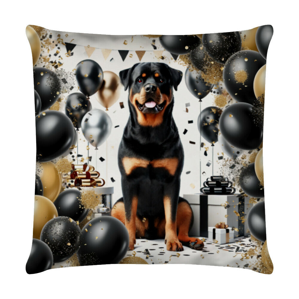 Kissen "Rottweiler - Geburtstag" Weiß – hunde-shirt.de
