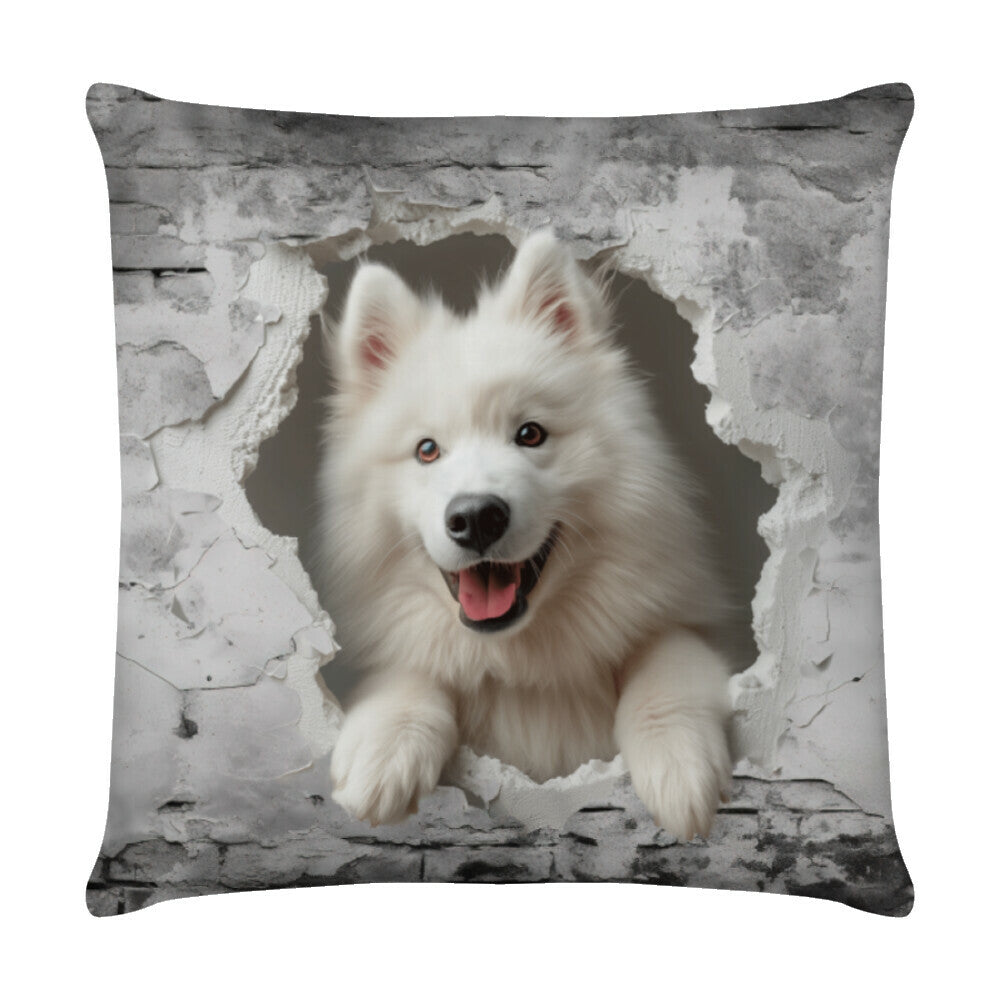 Kissen "Samoyed - Wall" Weiß – hunde-shirt.de