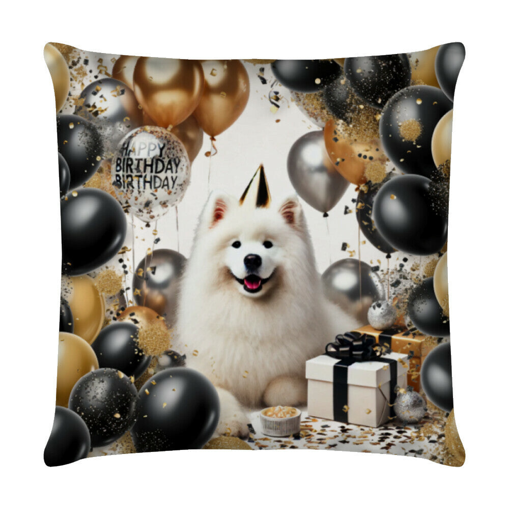 Kissen "Samoyed - Geburtstag" Weiß – hunde-shirt.de