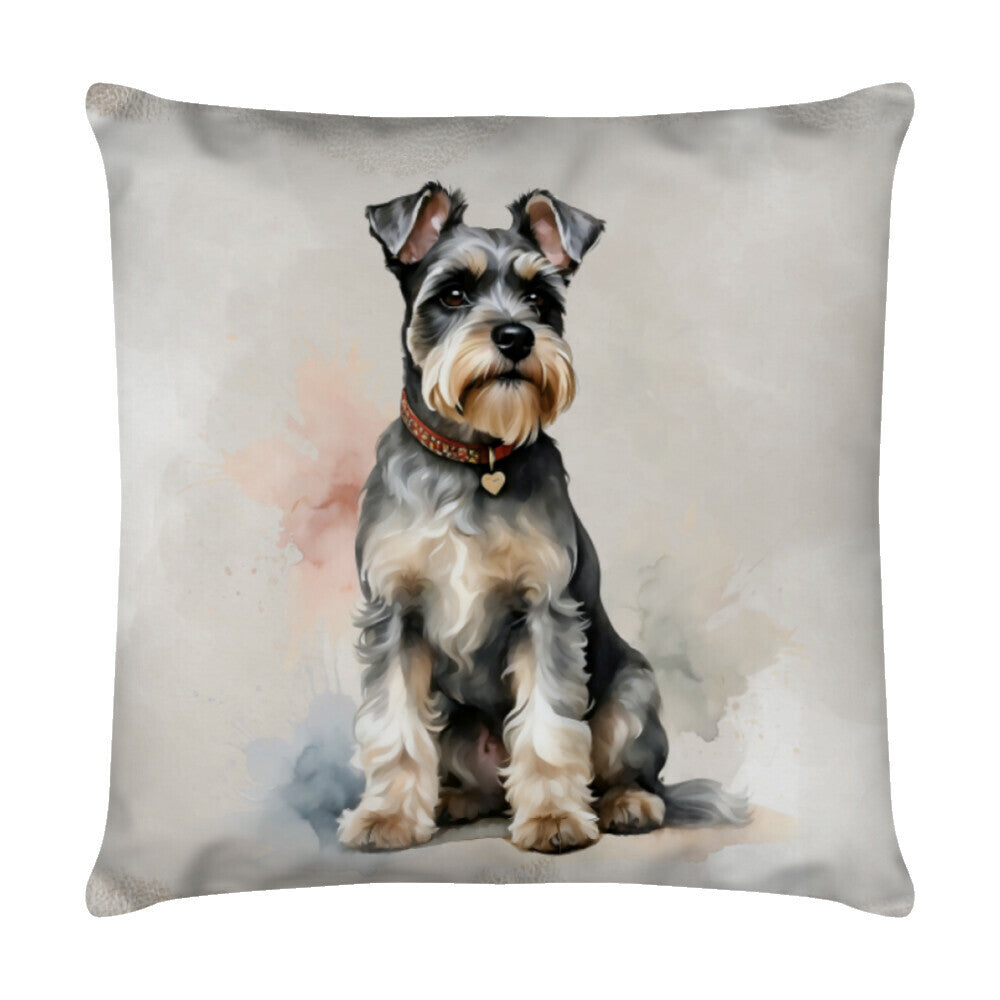 Kissen "Schnauzer - Sitz! II" Weiß – hunde-shirt.de