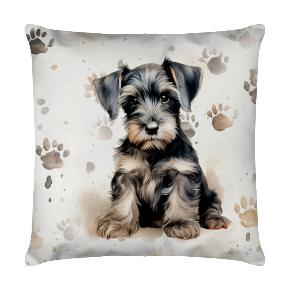 Kissen "Schnauzer - Puppy Paws" Weiß – hunde-shirt.de