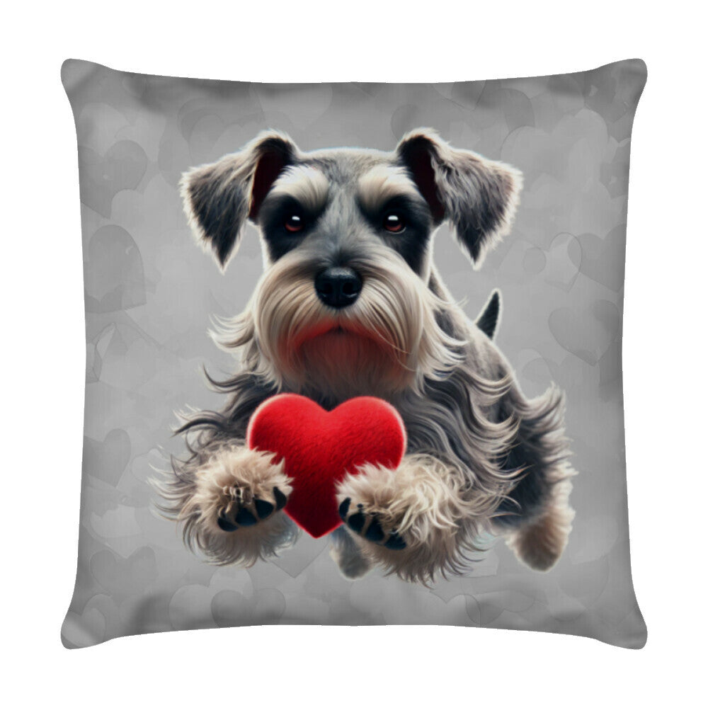 Kissen "Schnauzer - Herzchen!" Weiß – hunde-shirt.de