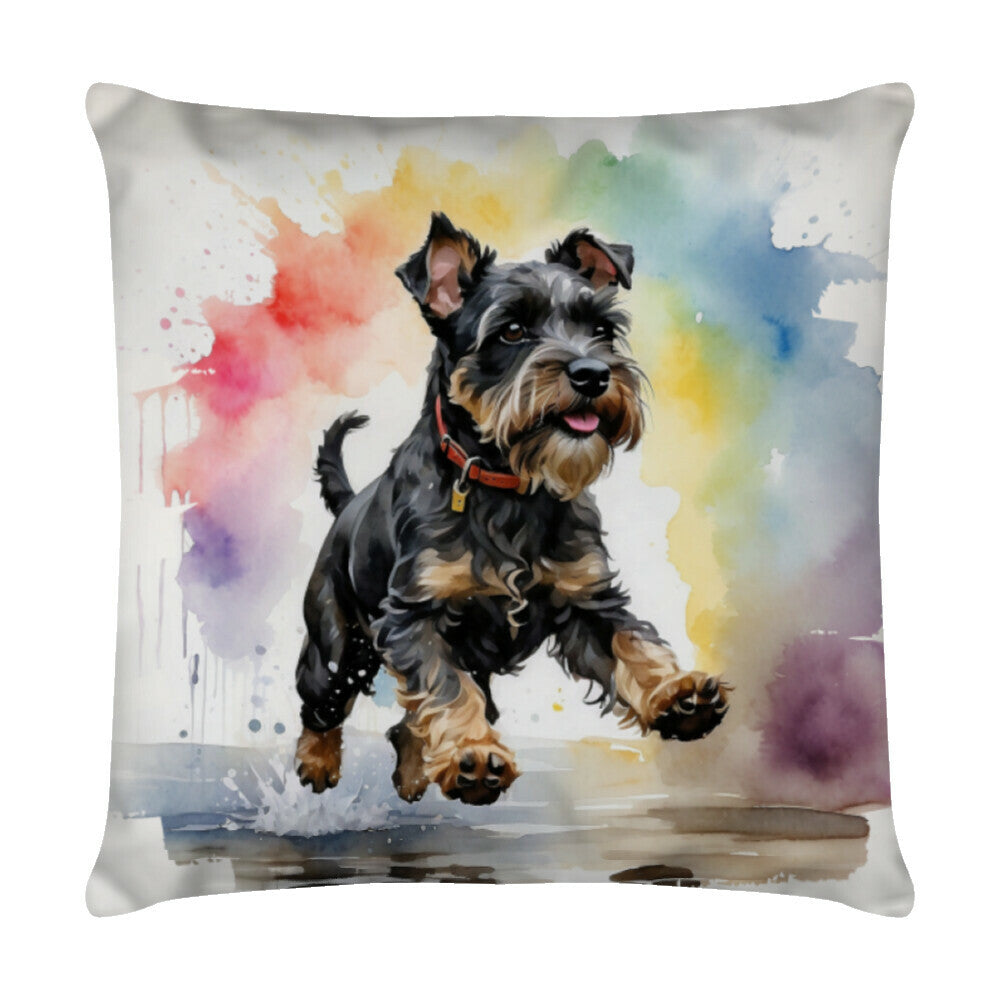 Kissen "Schnauzer - Happy!" Weiß – hunde-shirt.de