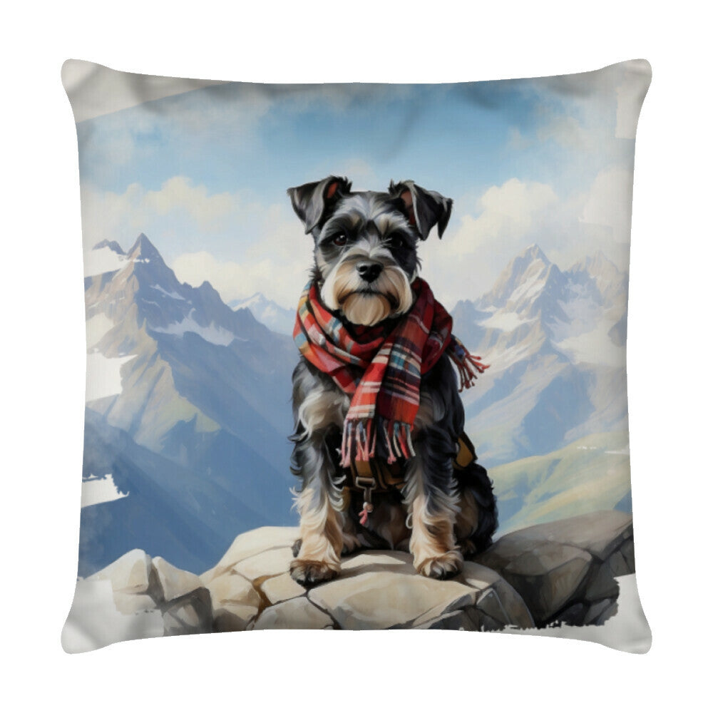 Kissen "Schnauzer - Ausflug" Weiß – hunde-shirt.de