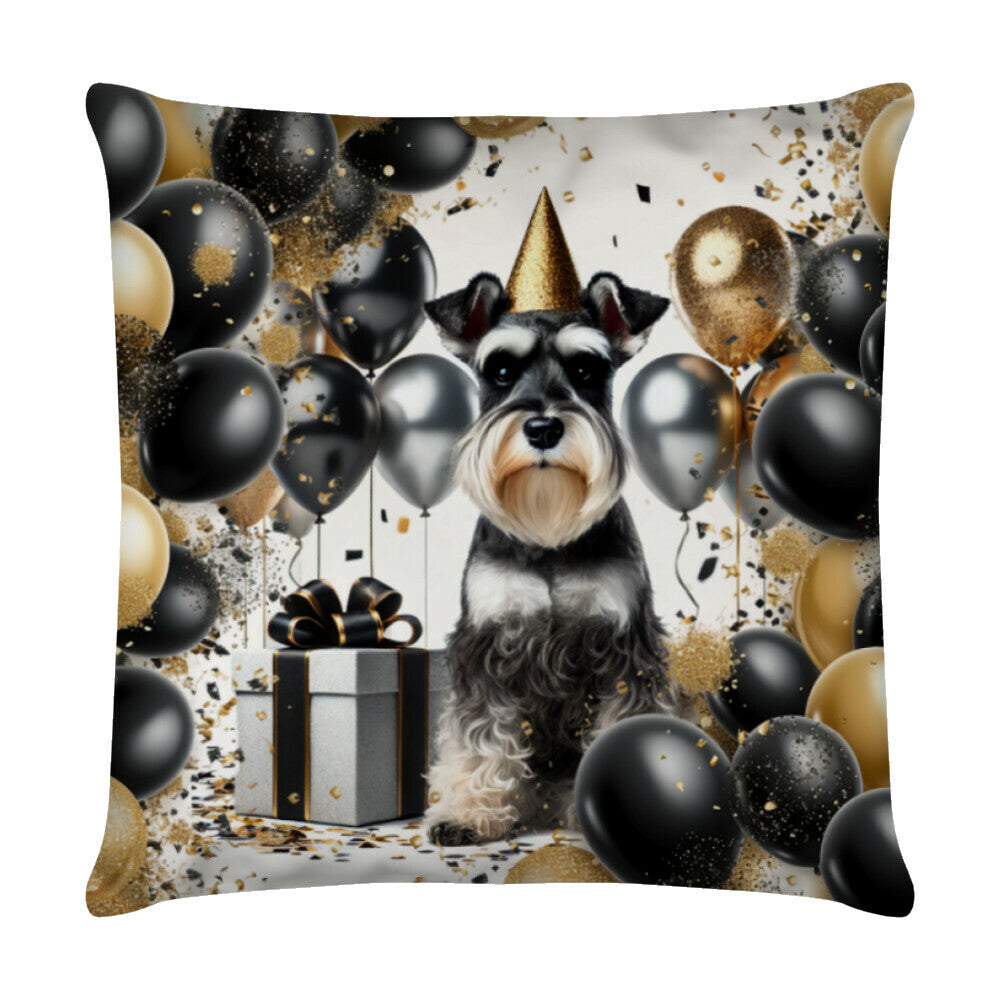 Kissen "Schnauzer - Geburtstag II" Weiß – hunde-shirt.de