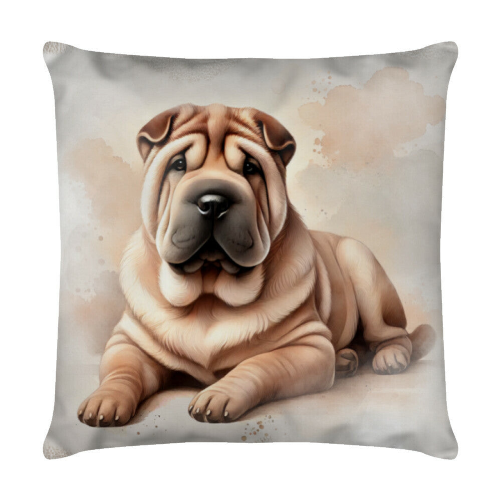 Kissen "Shar Pei - Relax" Weiß – hunde-shirt.de