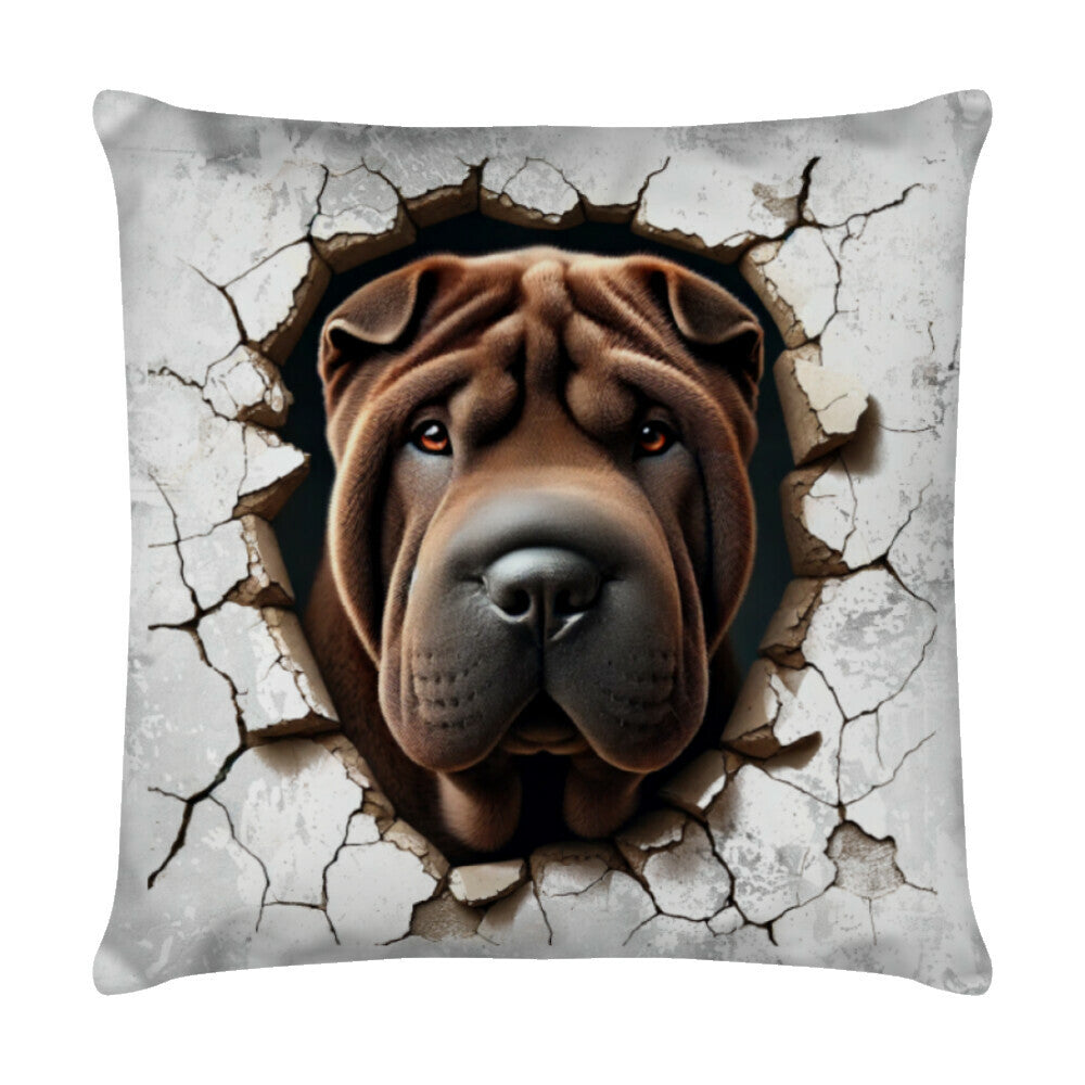 Kissen "Shar Pei - Look II" Weiß – hunde-shirt.de